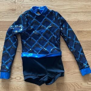 Dance Costume Weissman 12019 Large Child Jazz Sequin Tap Spandex Unitard Baton